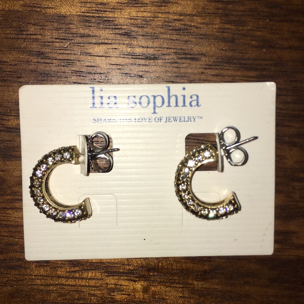 Lia Sophia gold and crystal earrings